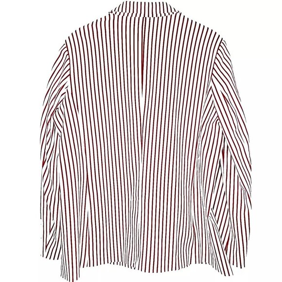 Chadwicks of Boston Blazer Cotton Red Stripe Preppy Christmas Ms Claus Career 18 - Picture 4 of 11